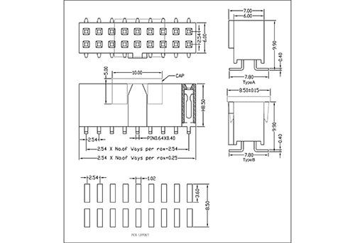 2.54 mm Female Header Dual Row SMT Type With Bump H8.5 FHEM15-XXDXXX 2.54 mm Female Header Dual Row SMT Type With Bump H8.5 FHEM15-XXDXXX